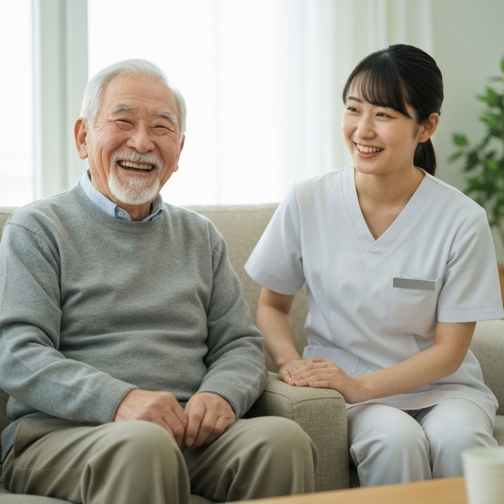 Happy senior with caregiver